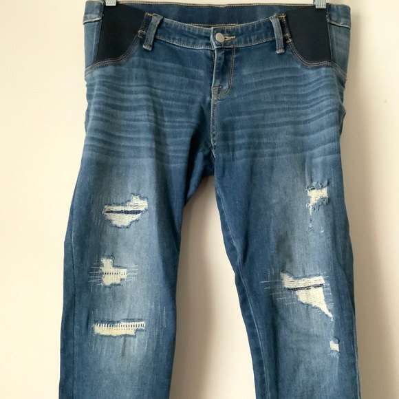 Liz Lange Maternity for Target Jeans Women Size S Blue Ankle Skinny Distressed - Picture 4 of 9